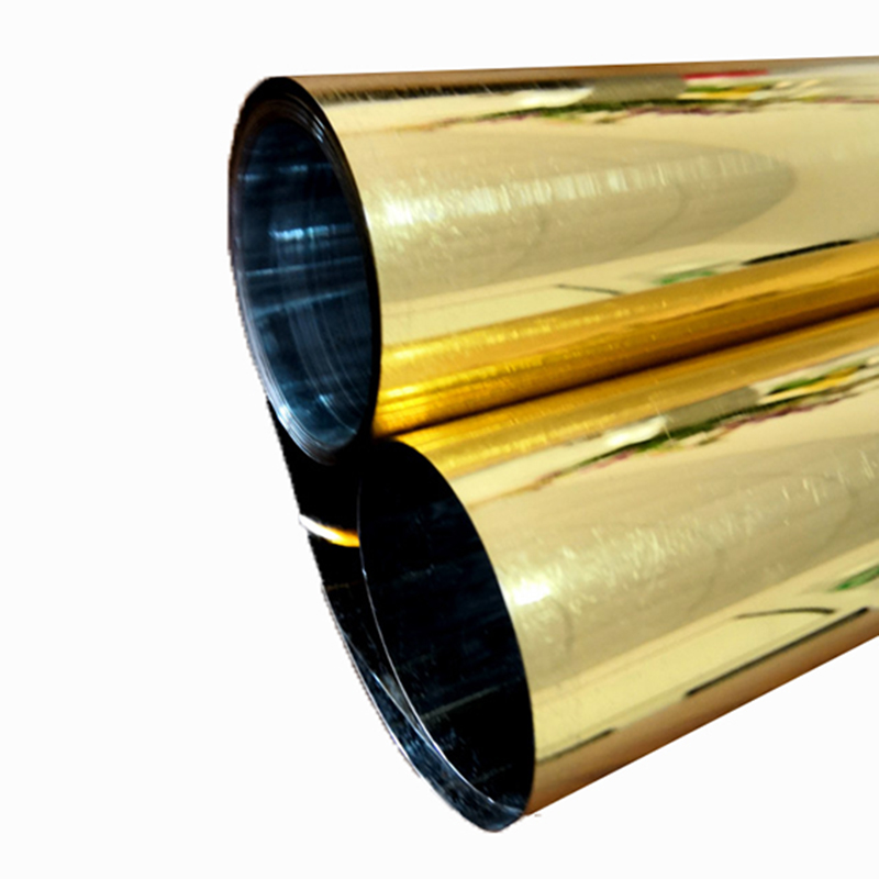Ταινία 120 micron Mylar Υψηλή γυαλάδα χρυσού Μεταλλοποιημένα ρολά ταινιών ΡΕΤ για θερμοδιαμόρφωση